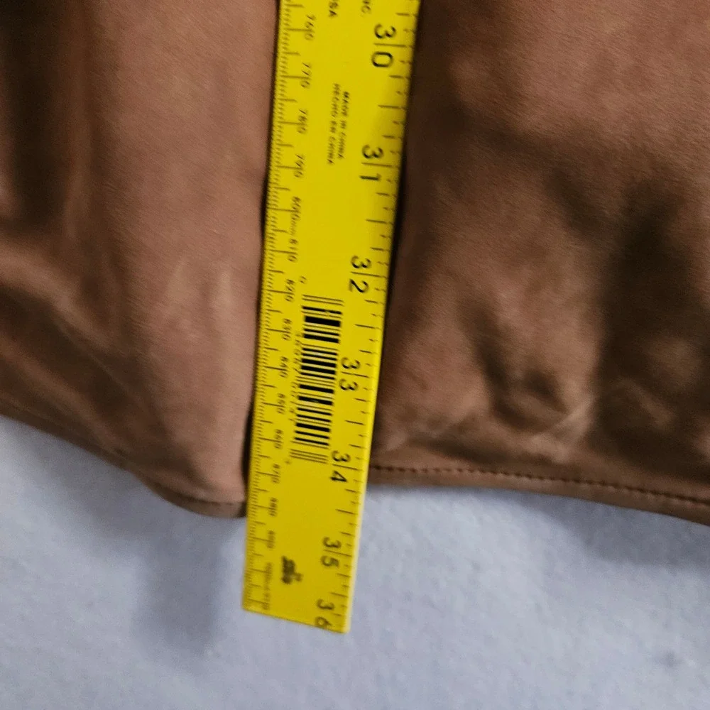 Orvis Mens Brown 100% Leather Suede Button Down Shirt Jacket Large Ecuador